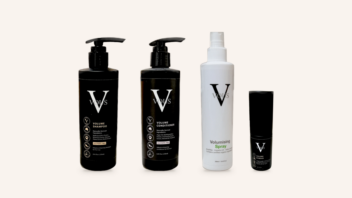Vous Care Volume Shampoo, Volume Conditioner, Volumising Spray and Volume Powder