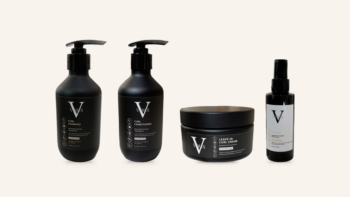 Vous Care Curl Shampoo, Curl Conditioner, Leave-In Curl Cream and Curl Spray