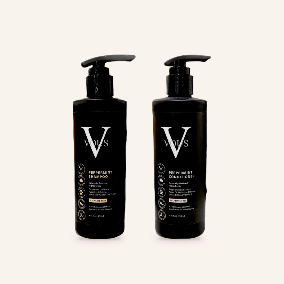 Vous Care Peppermint Shampoo and Peppermint Conditioner