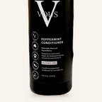 Close-up of the Vous Care Peppermint Conditioner label