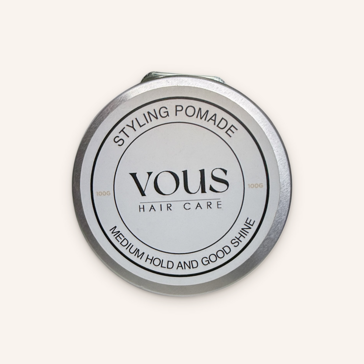 Vous Care Styling Pomade, 100g tin seen from above